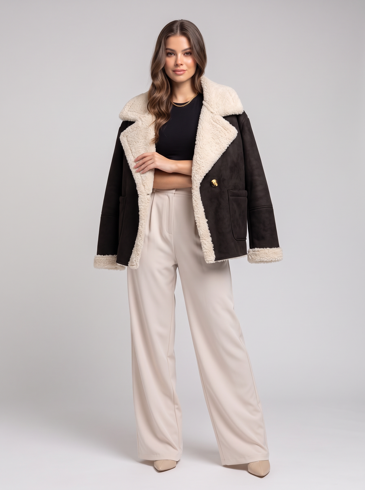 Plush lined outerwear - Black