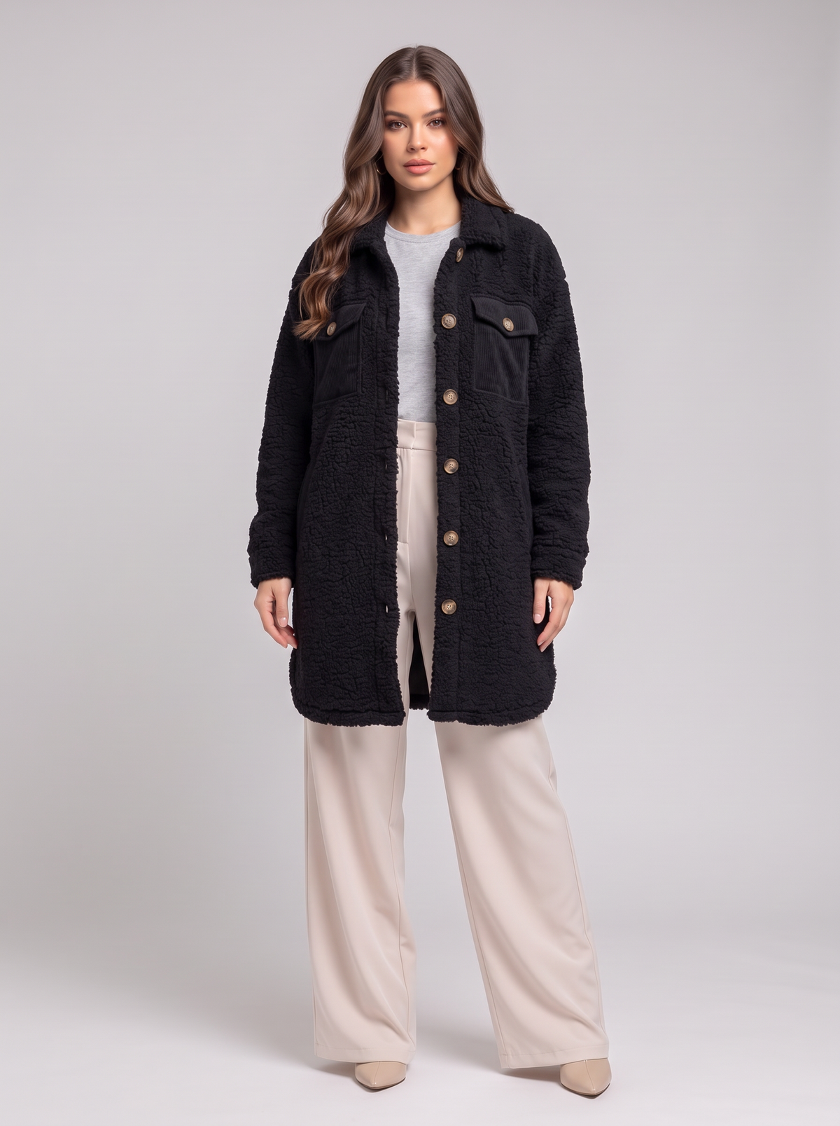 Teddy jacket - Black front