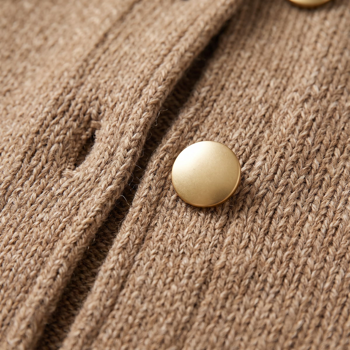 Knit Cardigan Jacket - Camel - fabric close-up