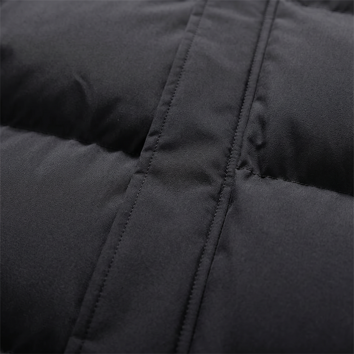 Men's Hooded Puffer Coat - Black - fabric close-up