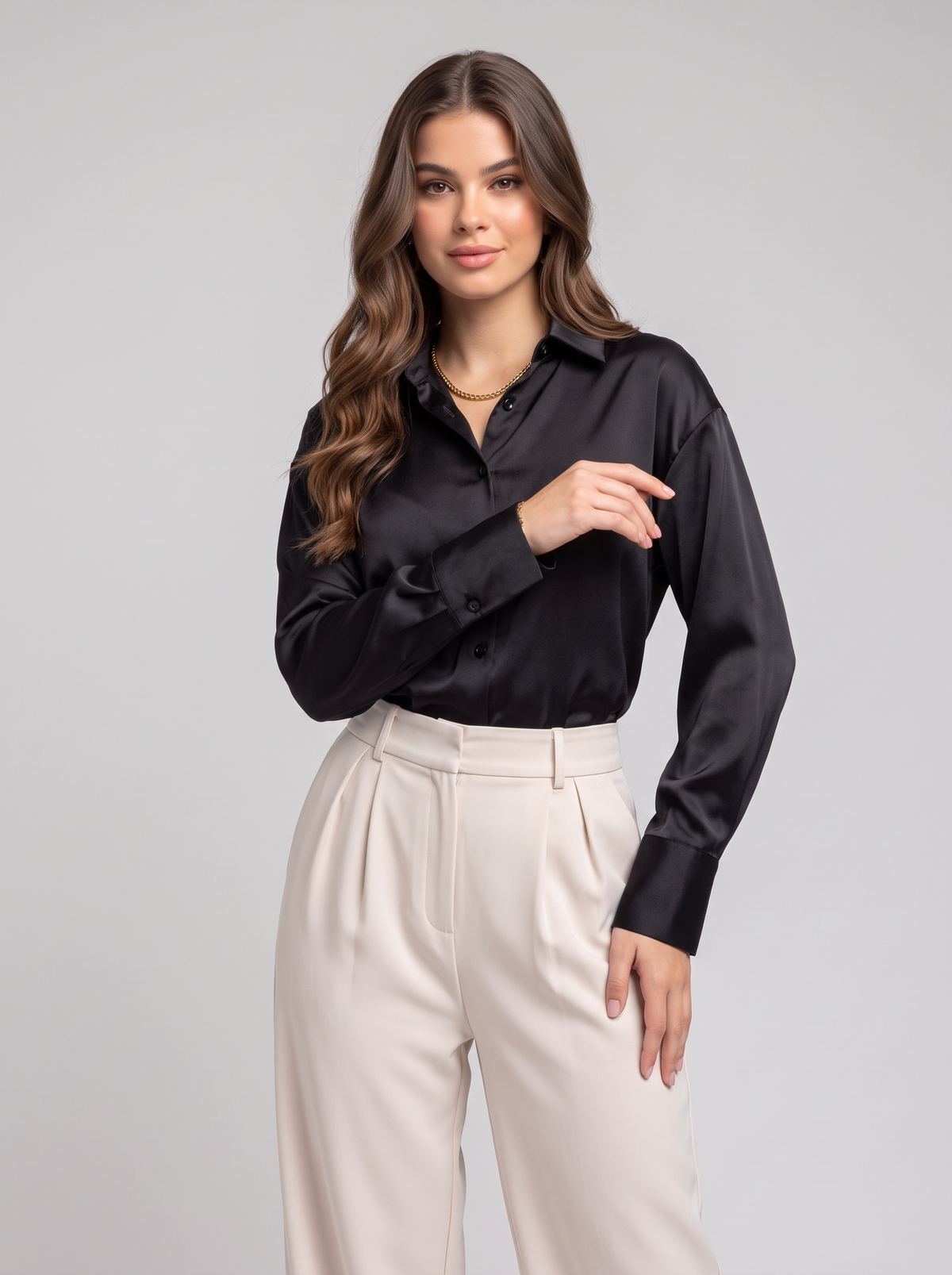 Knitted long sleeve blouse - Black