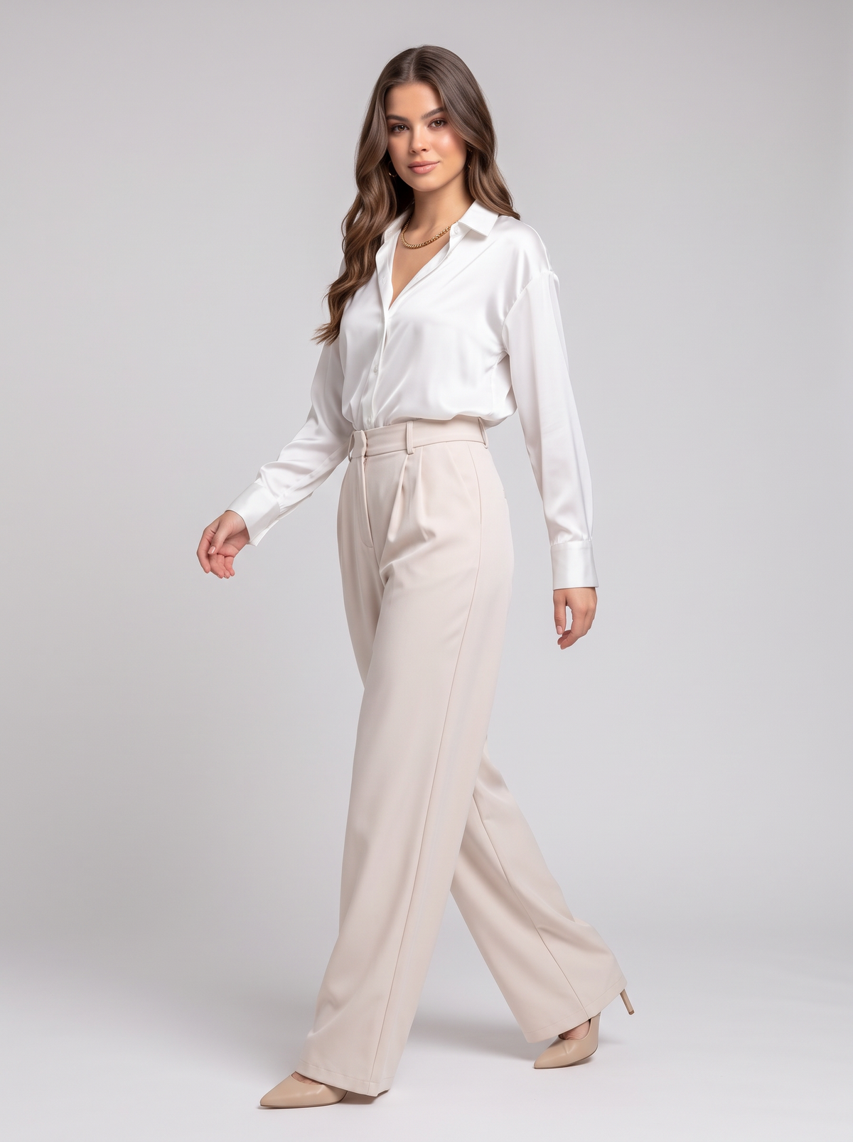 Knitted long sleeve blouse - White