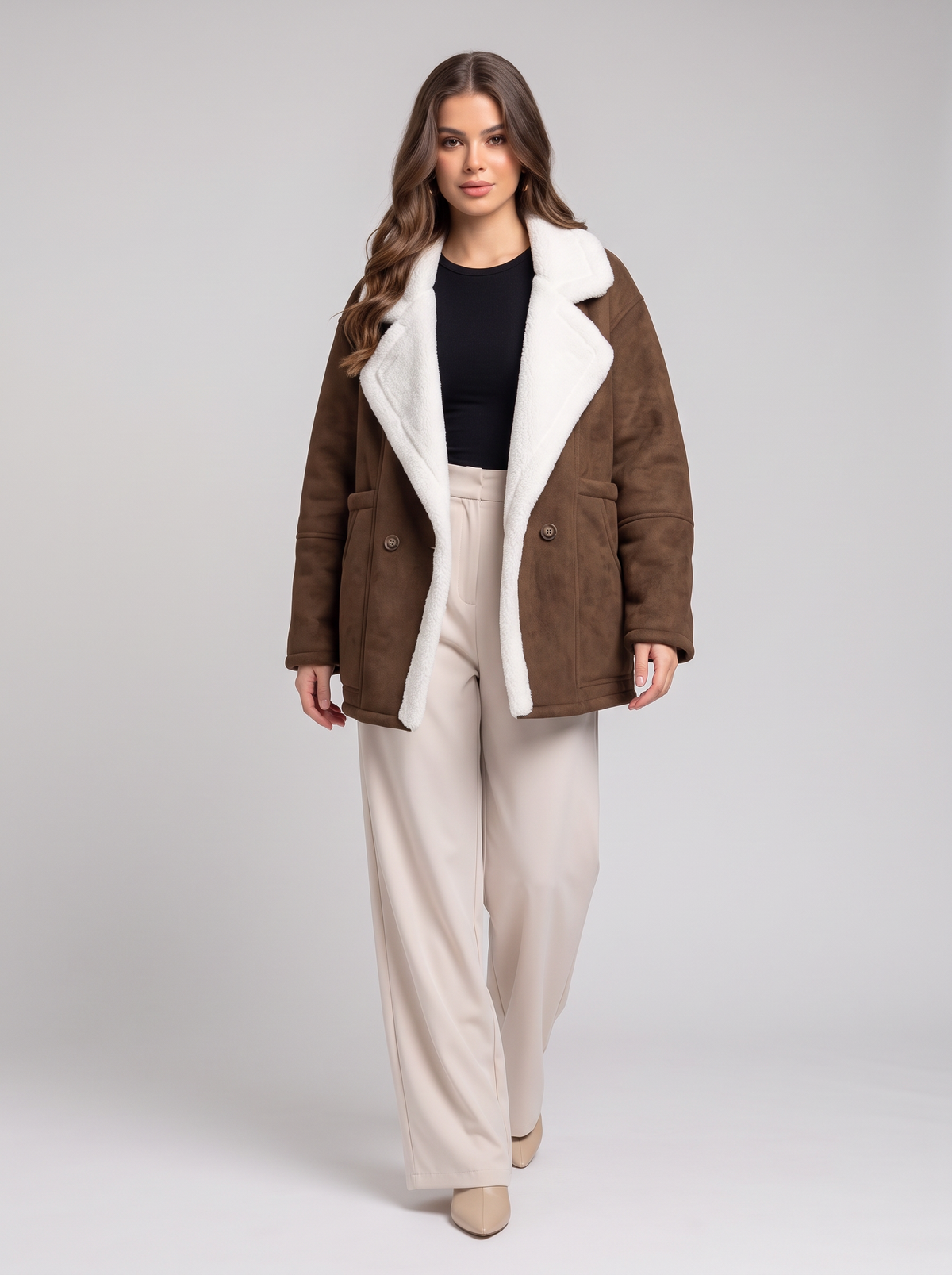 Plush lined outerwear - Chocolate