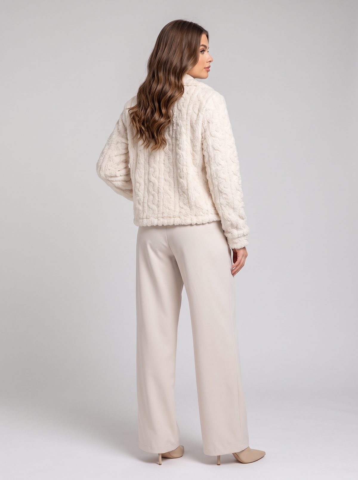 Fuzzy button up jacket - back