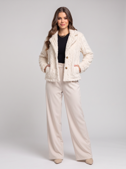Fuzzy button up jacket - front