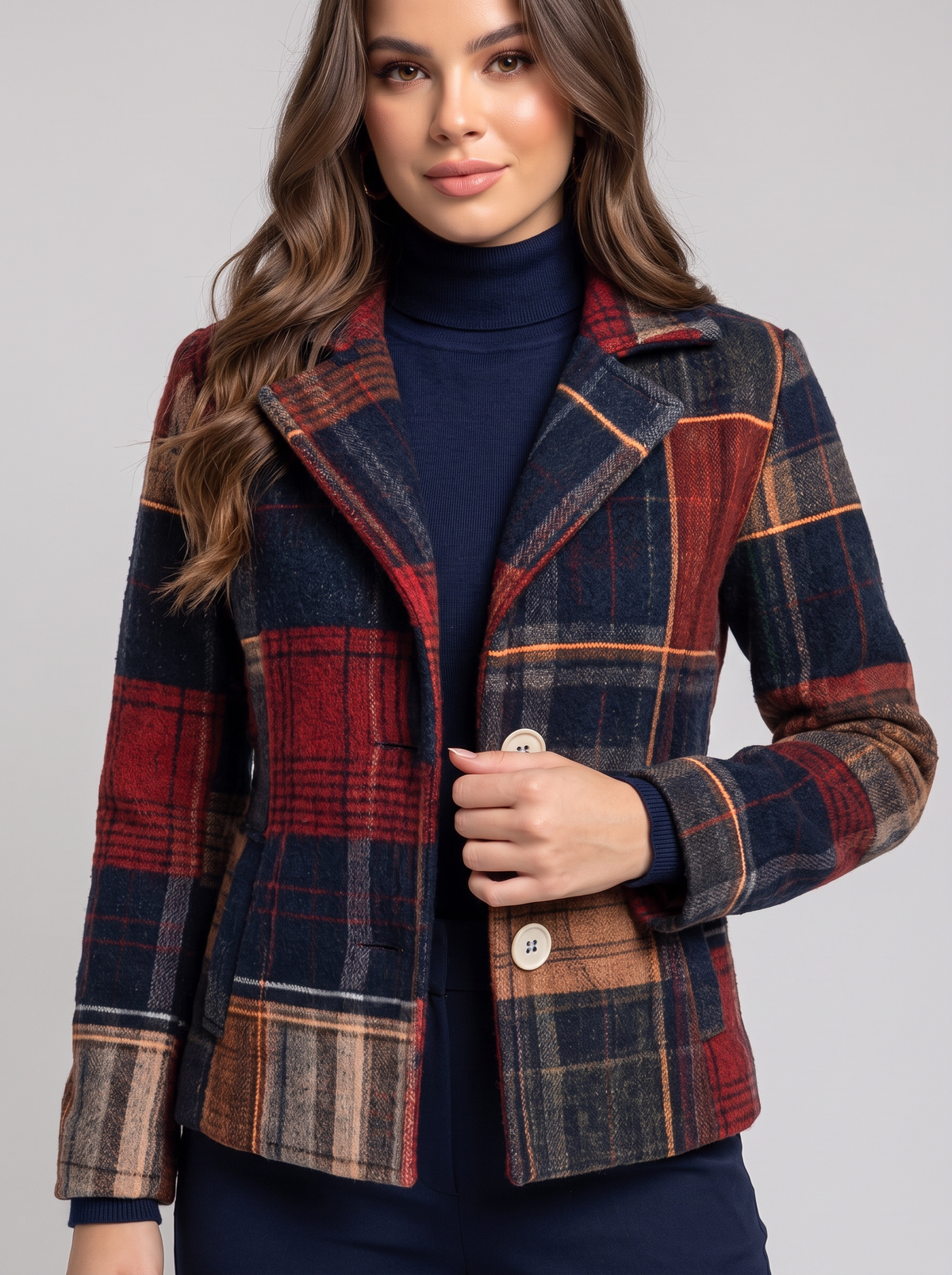 Vintage plaid outerwear - pattern detail