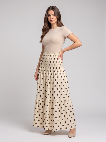 Smocked Polka Dot Maxi Skirt 3