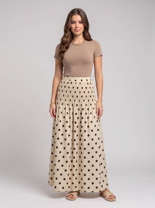 Smocked Polka Dot Maxi Skirt 1