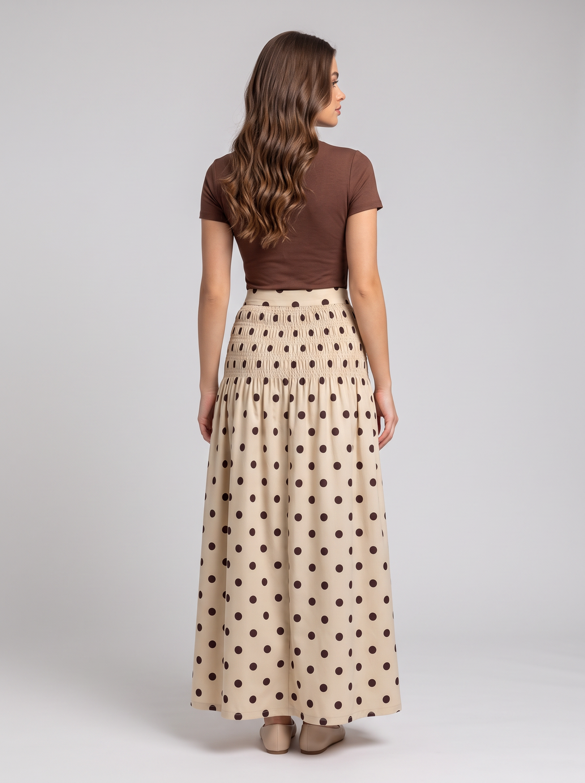 Smocked Polka Dot Maxi Skirt 2