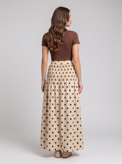 Smocked Polka Dot Maxi Skirt 2
