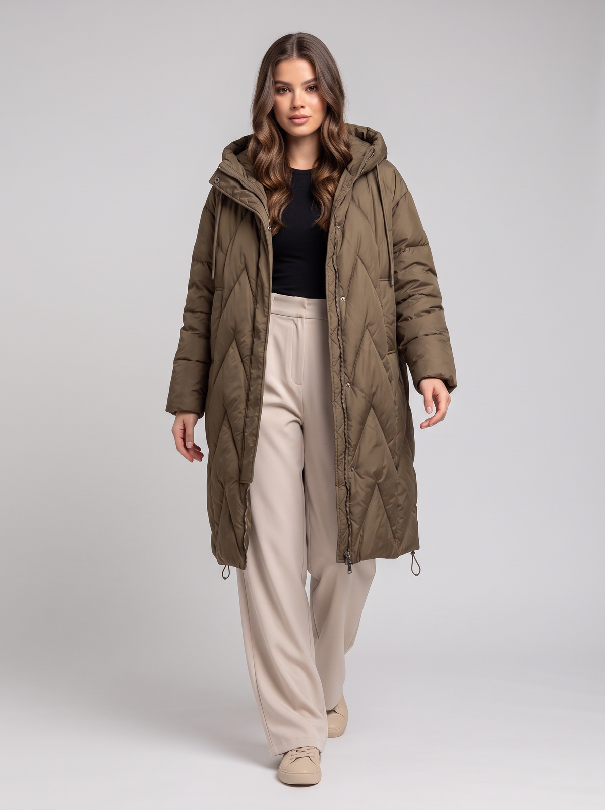 Hooded Puffer Parka - dark khaki