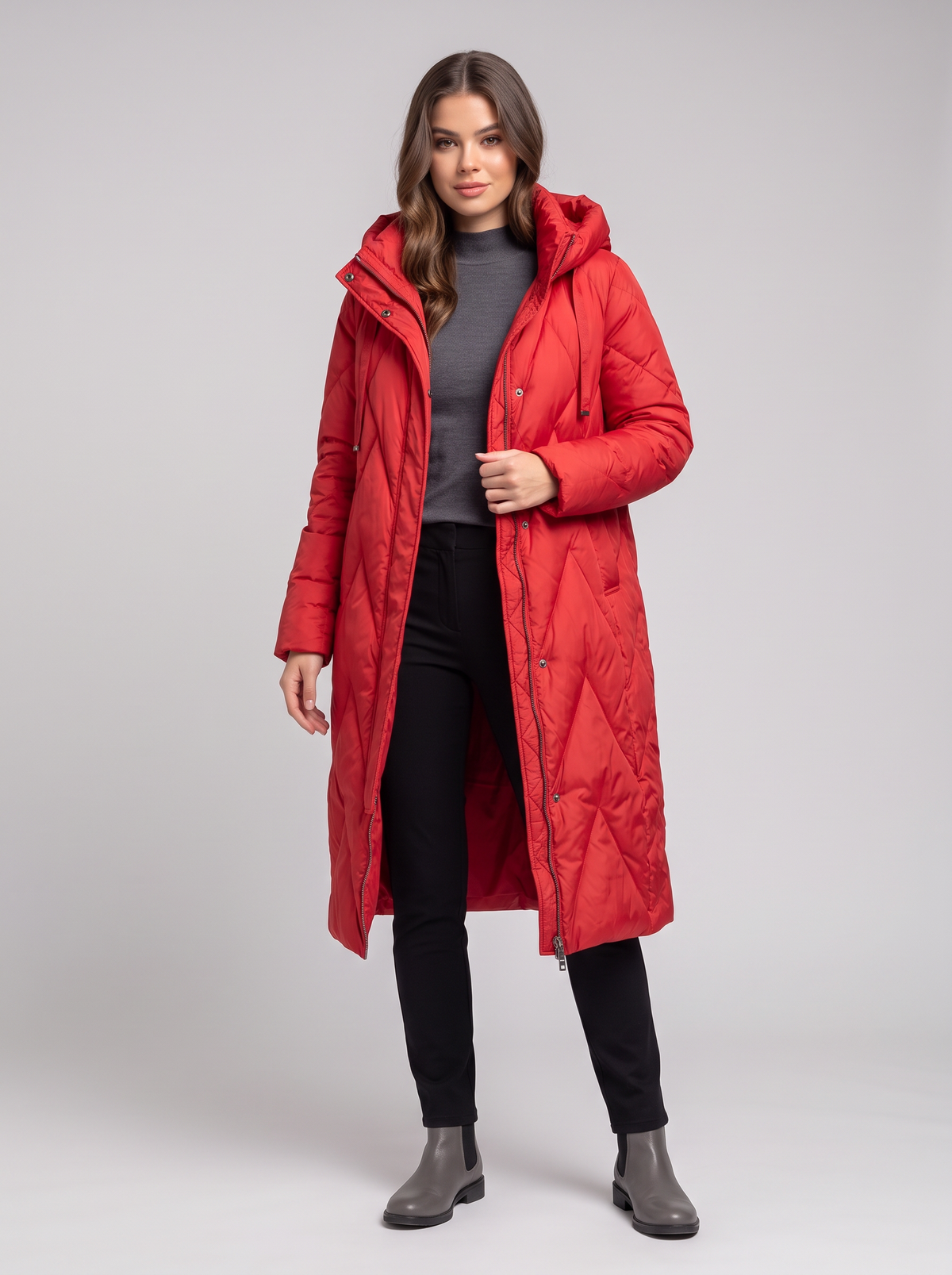 Hooded Puffer Parka - red