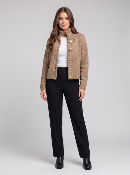 Knit Cardigan Jacket - Camel - hero