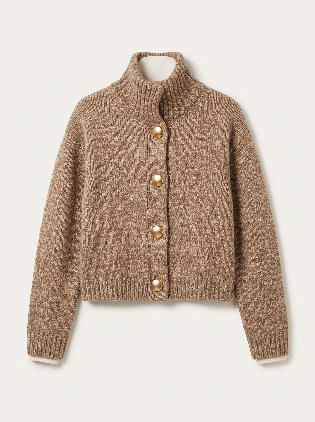 Knit Cardigan Jacket - Camel - flat lay