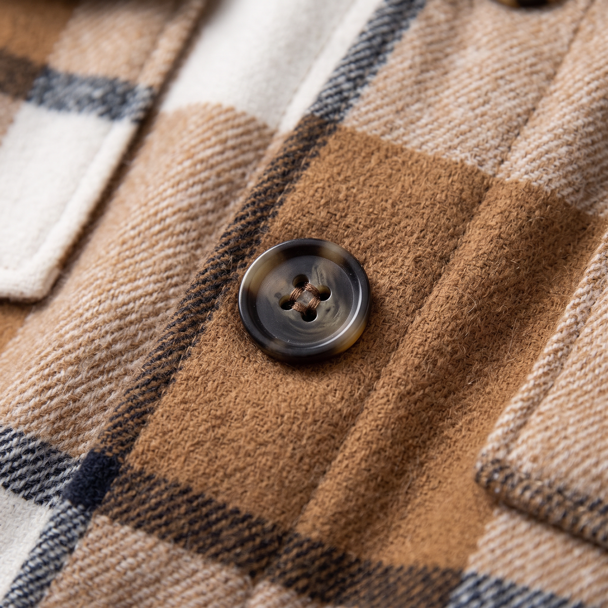 Plaid Cropped Jacket - Caramel - fabric close-up