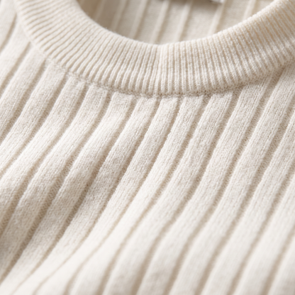 Men's Ribbed Knit Crew Neck Sweater - White - knit close-up
