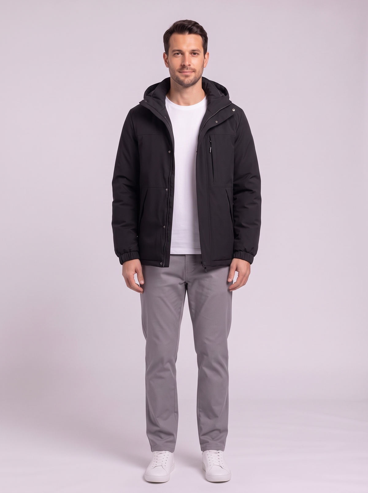 Men's Hooded Winter Coat - Black