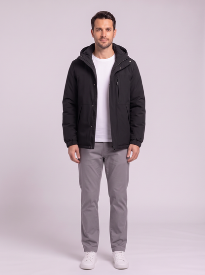 Men's Hooded Winter Coat - Black