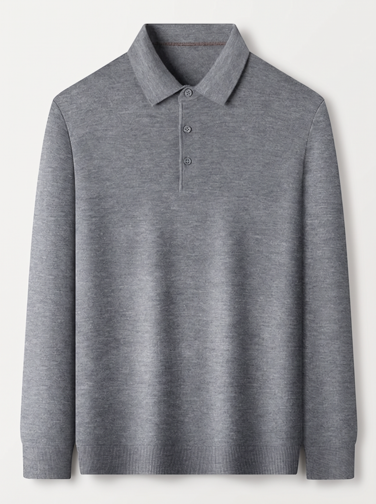 Men's Long Sleeve Knit Polo Shirt - Medium Gray - flat lay