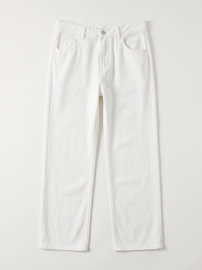 Men's Relaxed Fit Straight Leg Jeans - White - flat lay