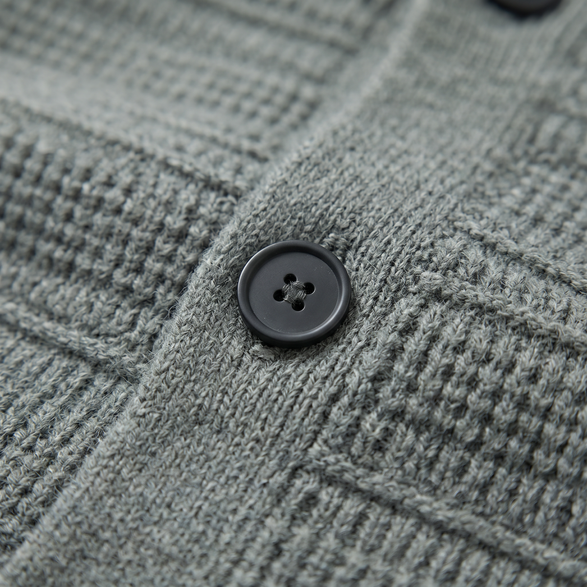 Men's Button Up Knit Cardigan - Gray Green - fabric close-up