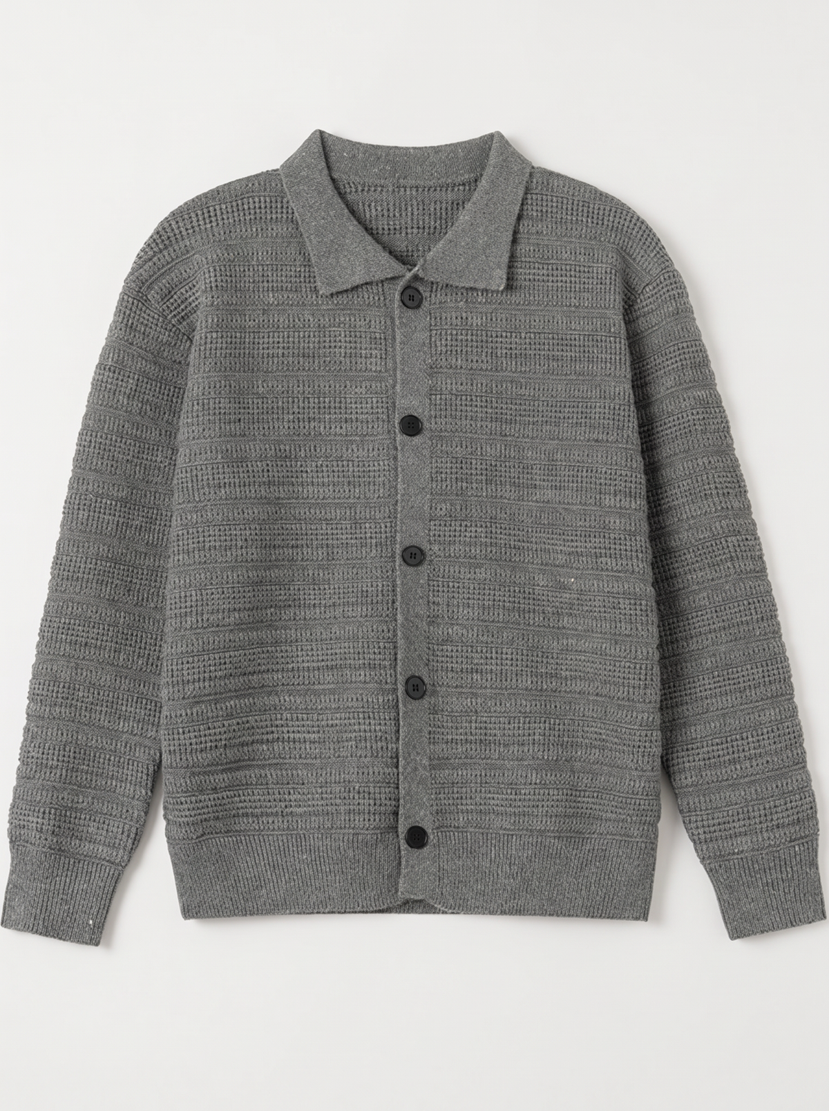 Men's Button Up Knit Cardigan - Gray Green - flat lay