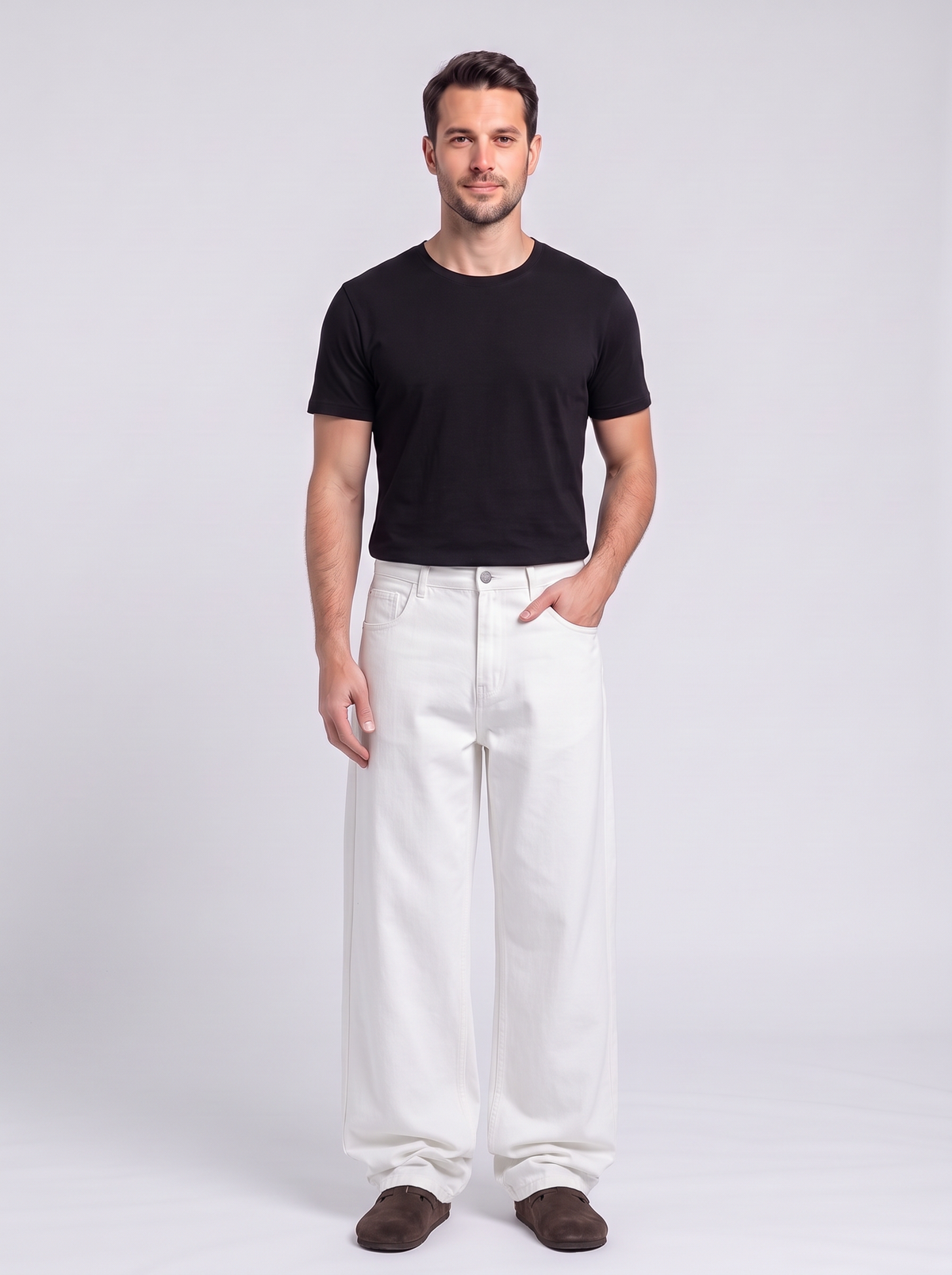 Men's Relaxed Fit Straight Leg Jeans - White