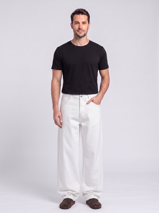 Men's Relaxed Fit Straight Leg Jeans - White