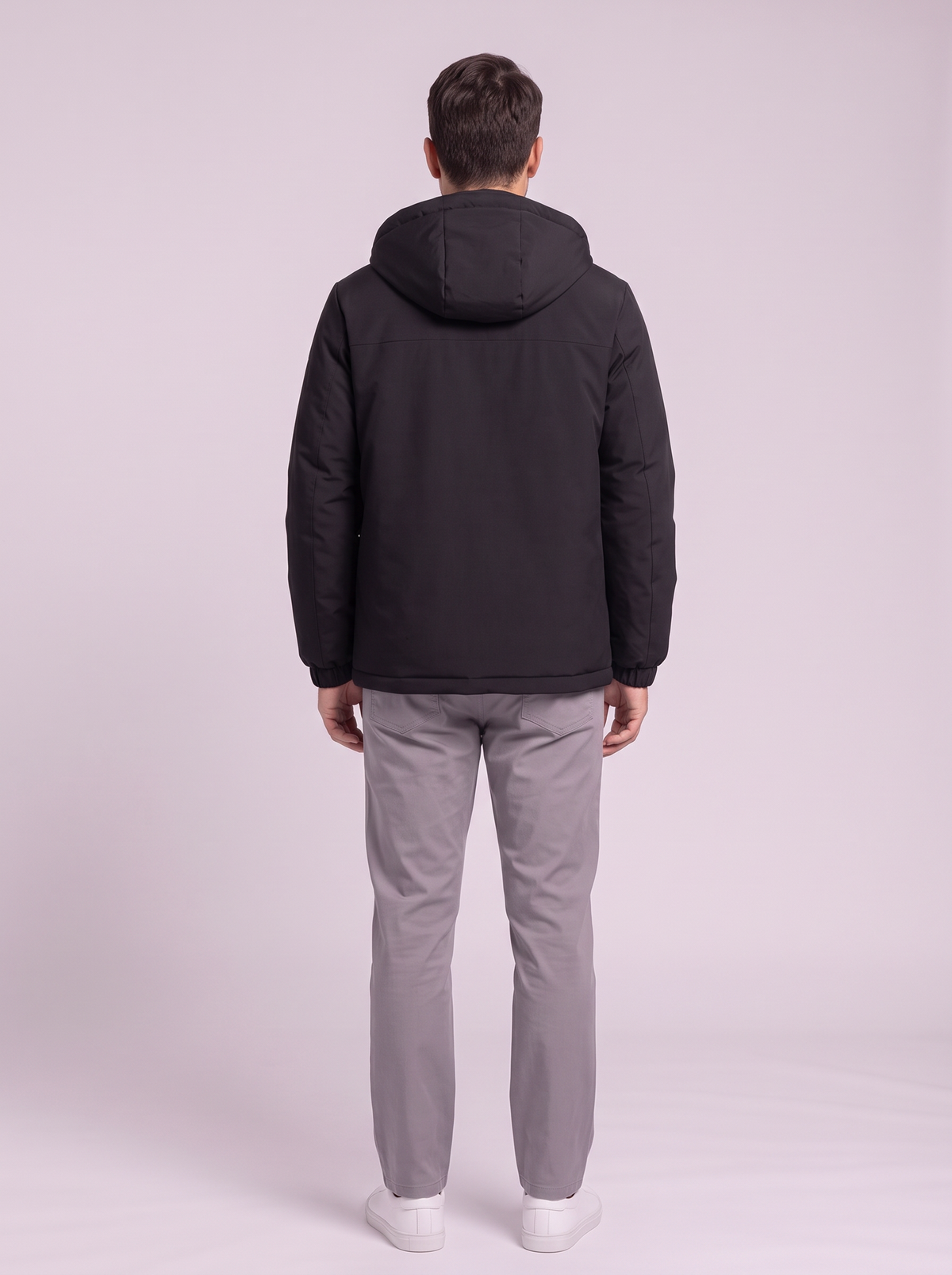 Men's Hooded Winter Coat - Black - back