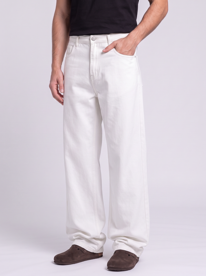 Men's Relaxed Fit Straight Leg Jeans - White - detail