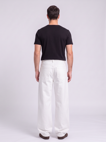 Men's Relaxed Fit Straight Leg Jeans - White - back