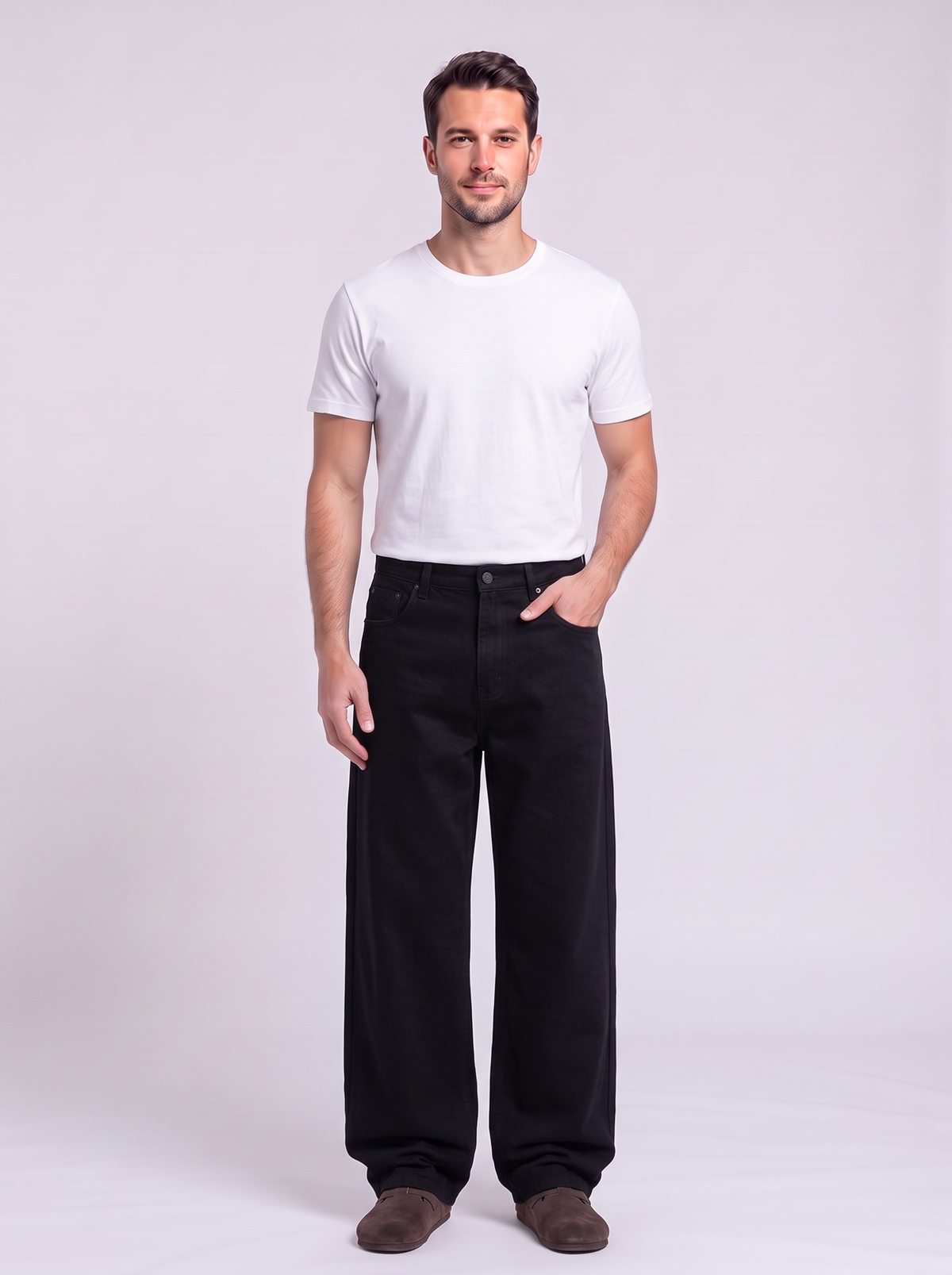 Men's Relaxed Fit Straight Leg Jeans - Black