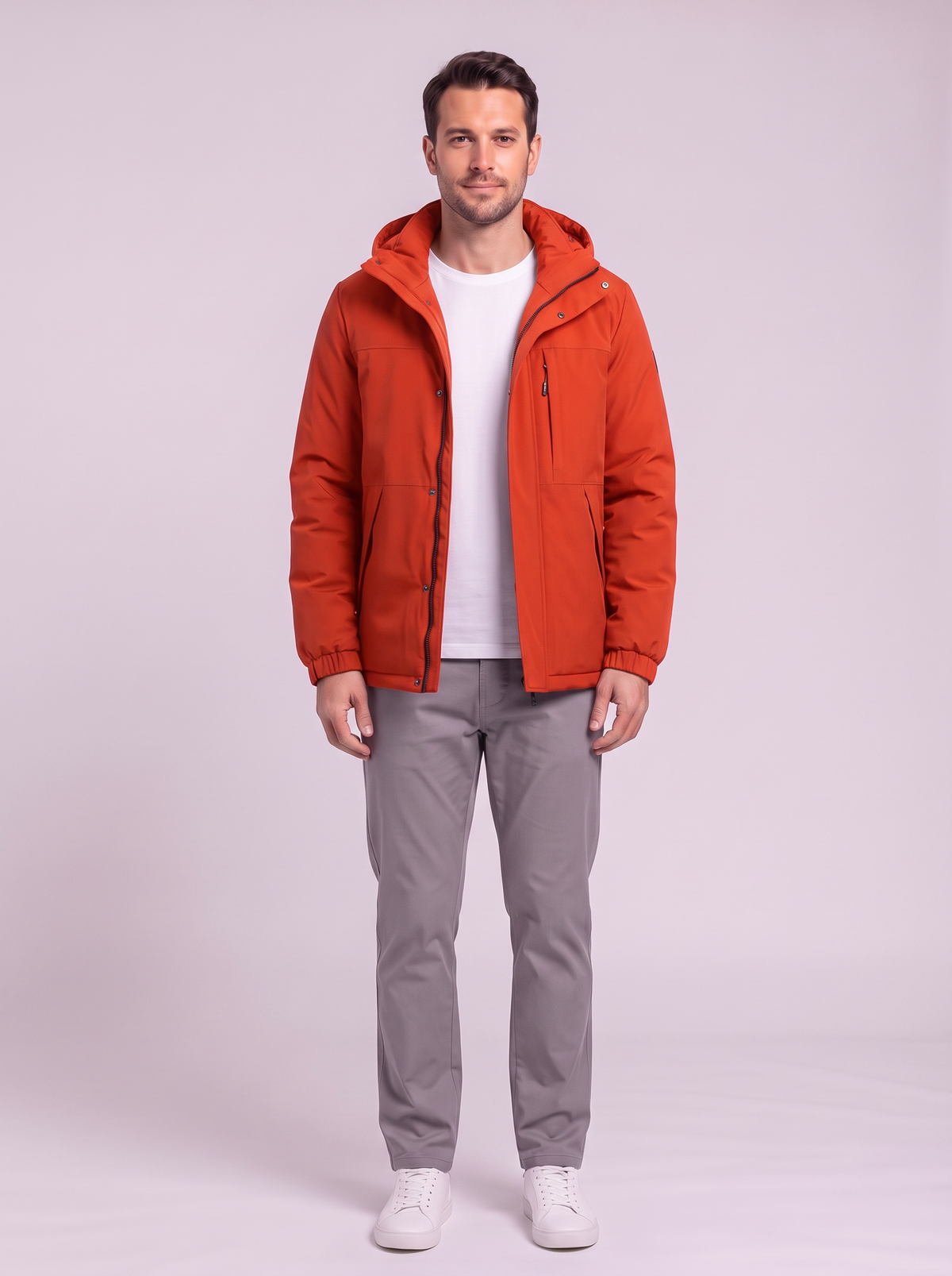 Men's Hooded Winter Coat - Red