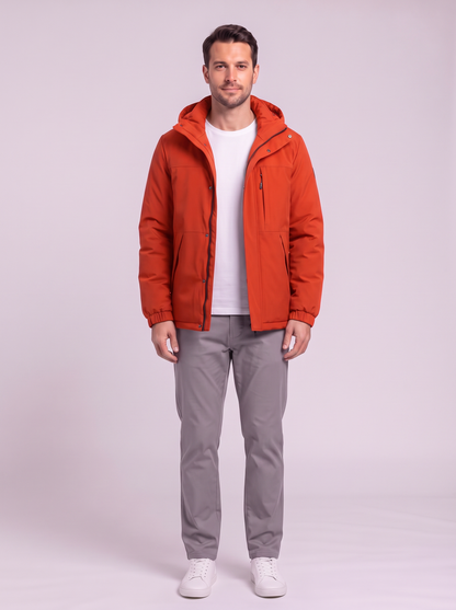 Men's Hooded Winter Coat - Red