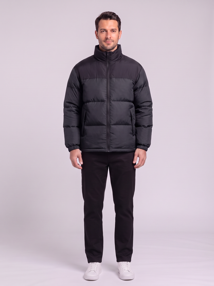 Men's Colour Block Puffer Jacket - Black