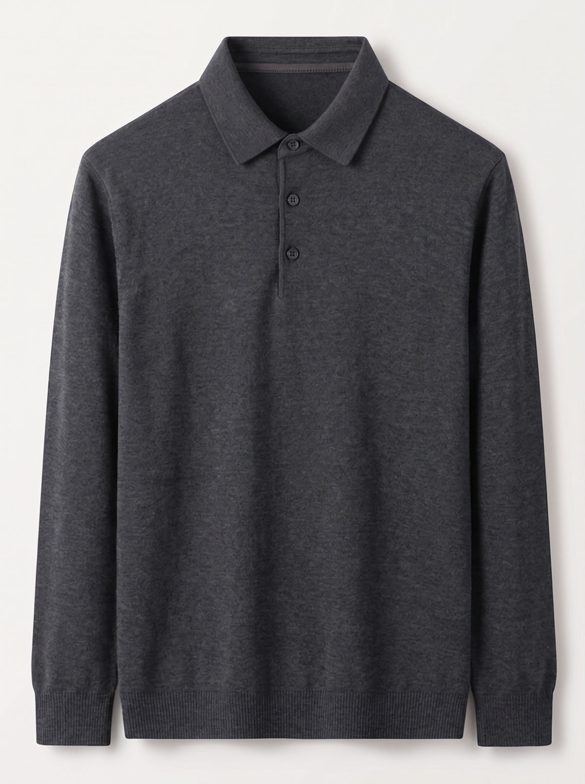 Men's Long Sleeve Knit Polo Shirt - Iron Gray - flat lay