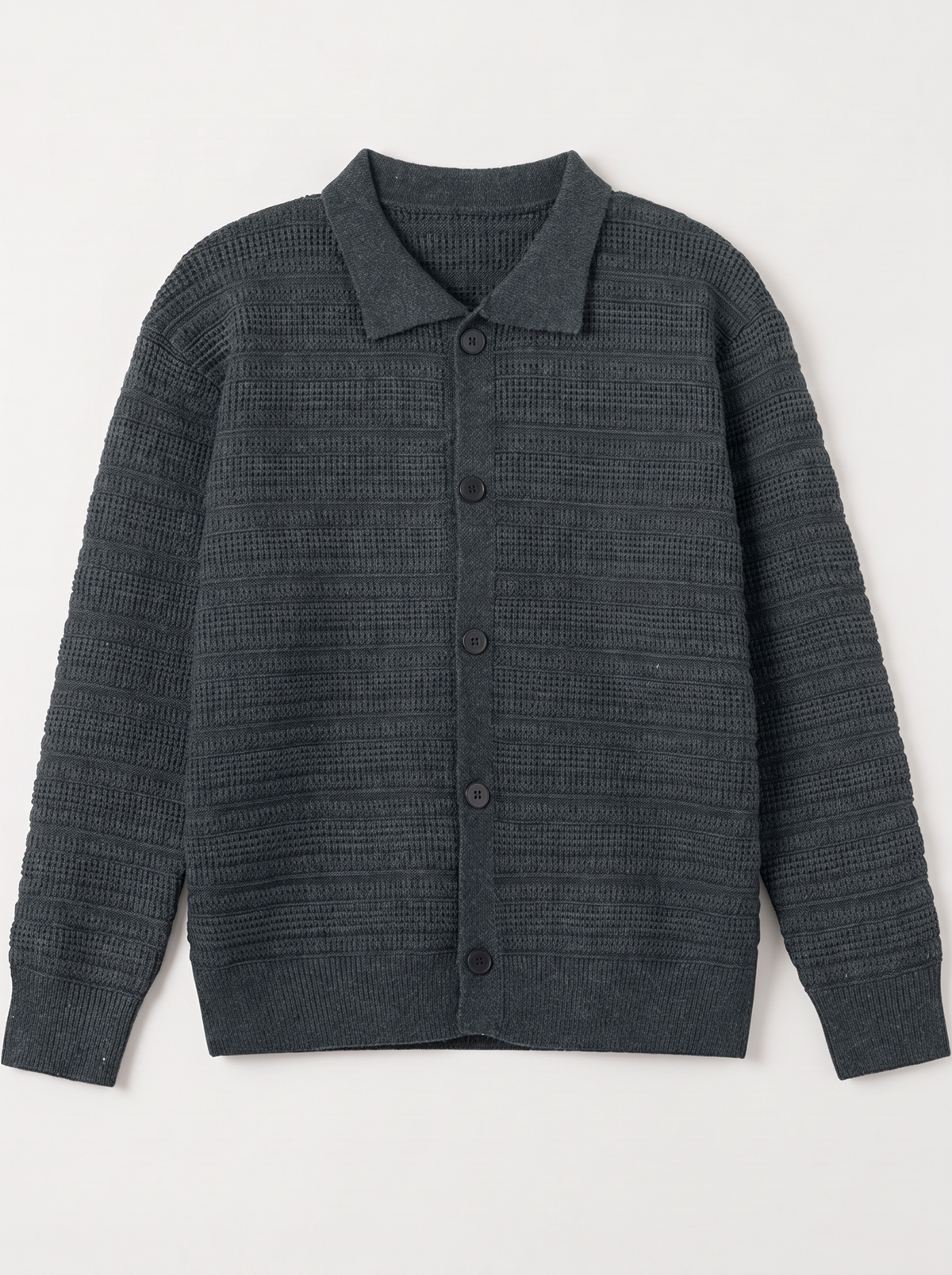 Men's Button Up Knit Cardigan - Dark Gray - flat lay