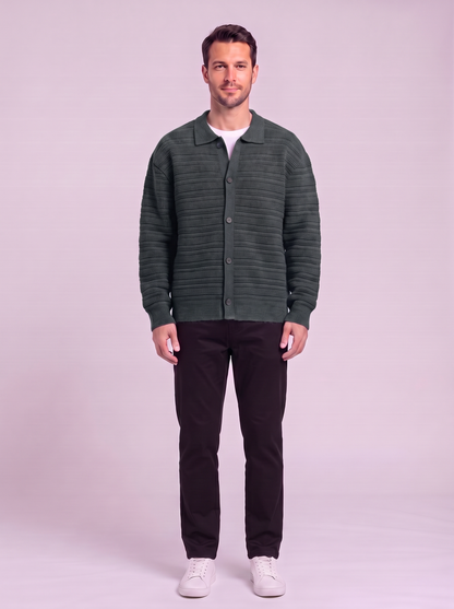Men's Button Up Knit Cardigan - Dark Gray
