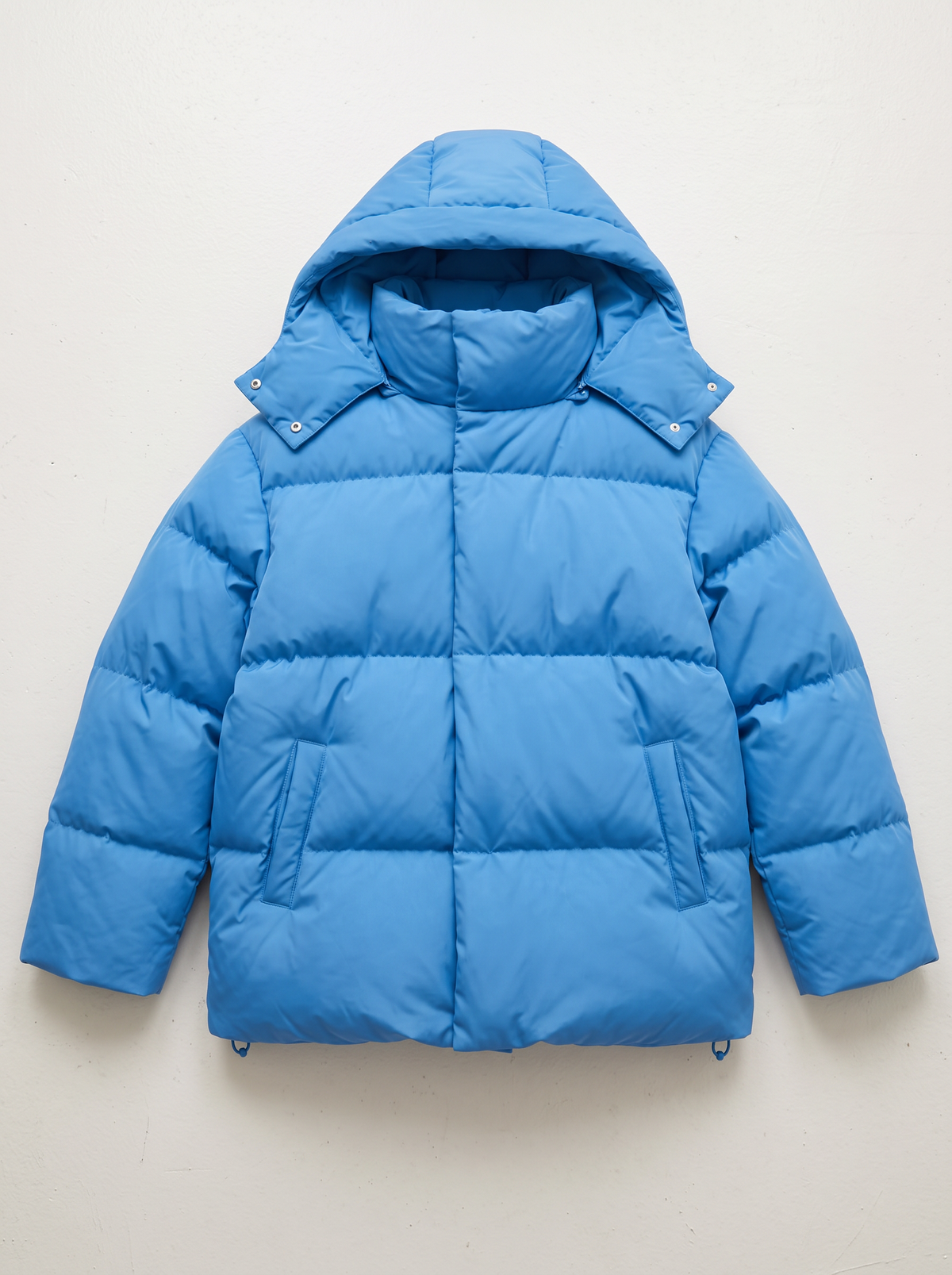 Pocketed Hooded Puffer Jacket - Sky Blue - flat lay