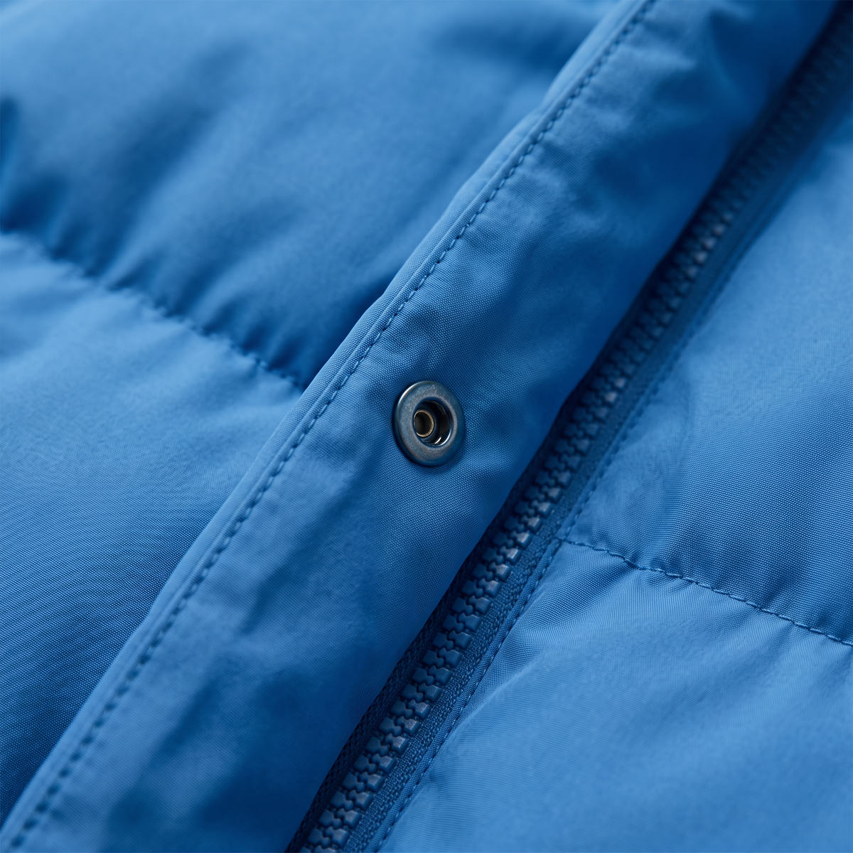 Pocketed Hooded Puffer Jacket - Sky Blue - fabric close-up
