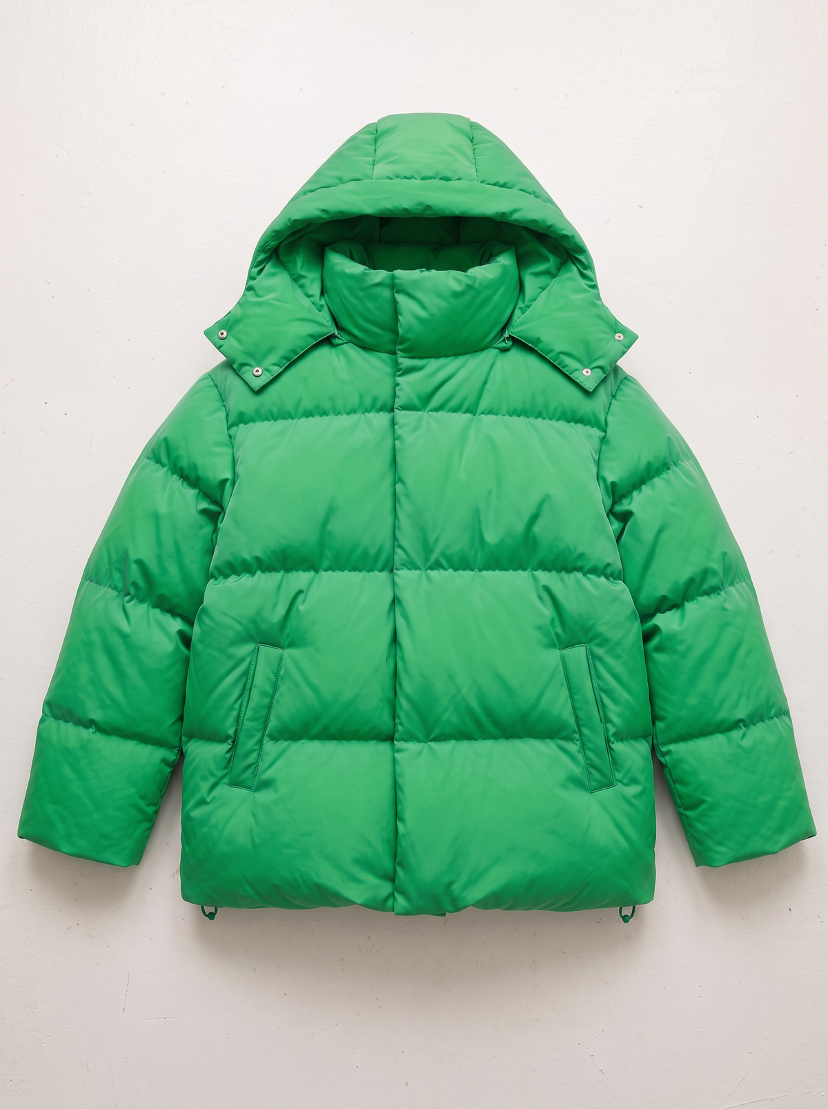 Pocketed Hooded Puffer Jacket - Green - flat lay