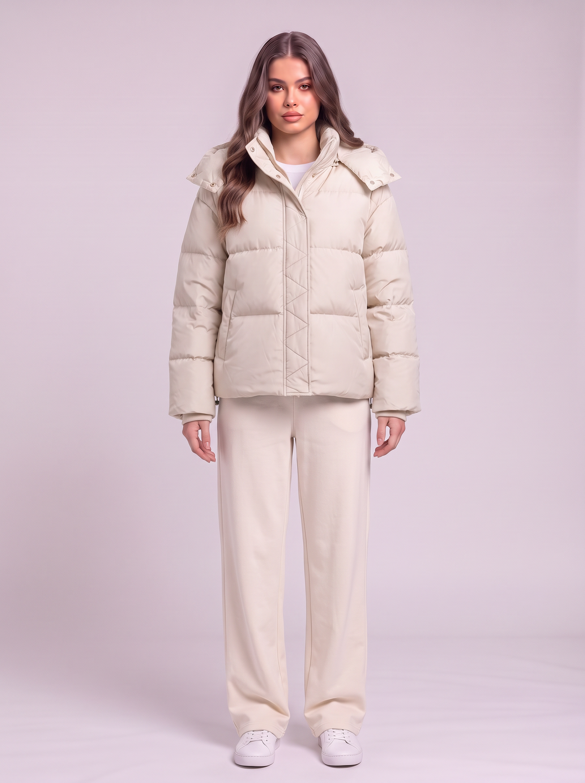 Quilted Hooded Puffer Jacket - White