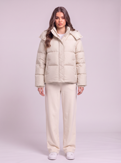 Quilted Hooded Puffer Jacket - White