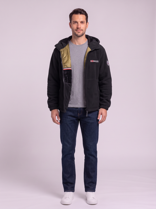 Men's Hooded Fleece Jacket - Black