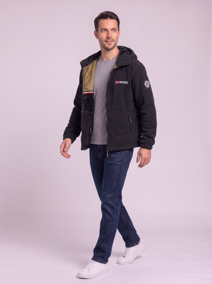 Men's Hooded Fleece Jacket - Black - side