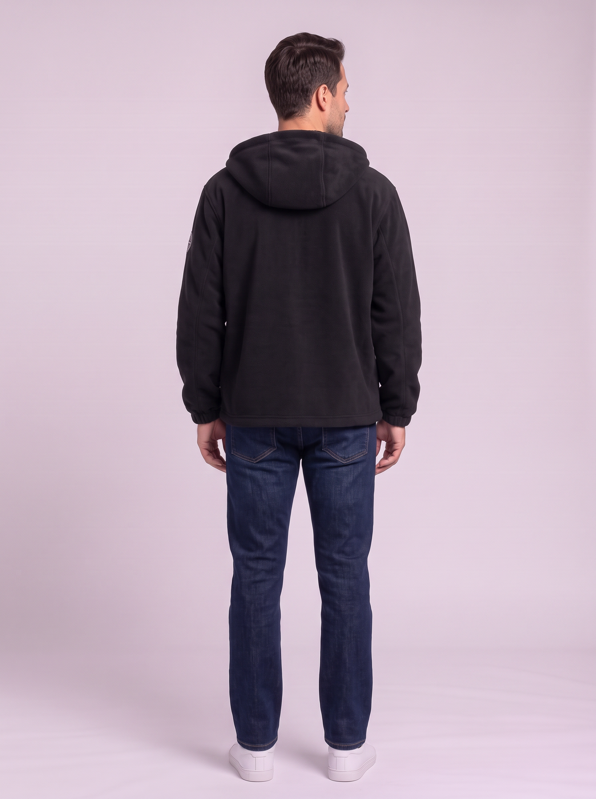 Men's Hooded Fleece Jacket - Black - back