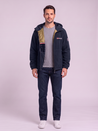 Men's Hooded Fleece Jacket - Navy Blue