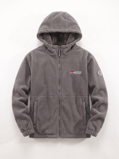 Men's Hooded Fleece Jacket - Gray - flat lay