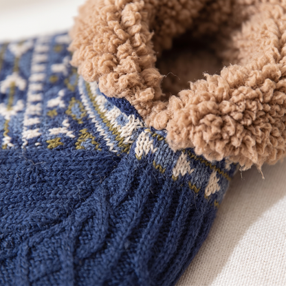 Sherpa Lined Slipper Socks - Blue - close-up