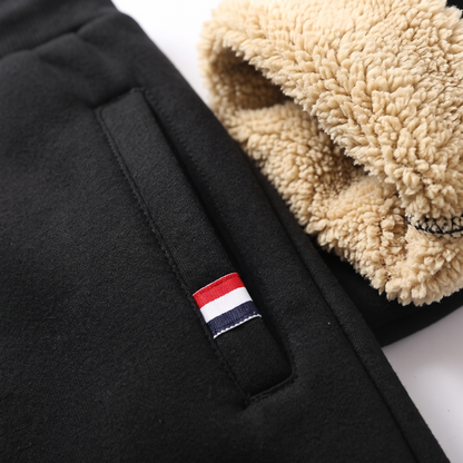 Men's Sherpa Lined Fleece Joggers - Black Jogger - close-up